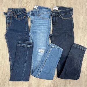 🔥 3 Pairs Girls Slim Jeggings Jean Leggings Abercrombie Kids Gap 11/12